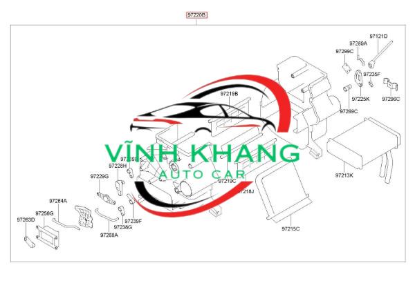 HỘP QUẠT DÀN SƯỞI XE HYUNDAI HD65 | 972205H001 HỘP QUẠT DÀN SƯỞI XE HYUNDAI HD65 | 972205H001